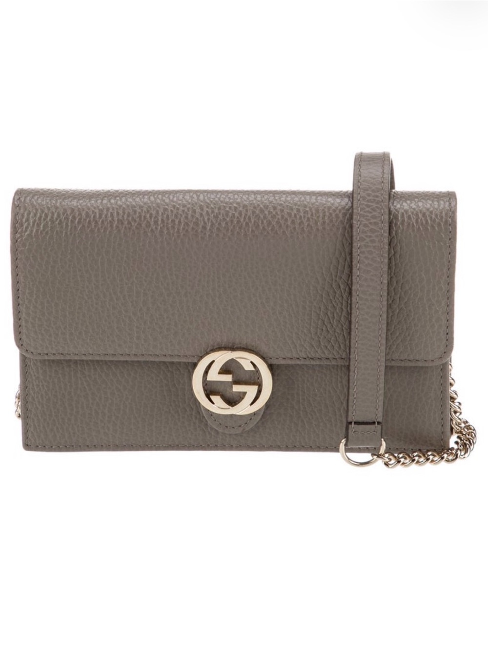 Gucci Interlocking G Leather WOC Crossbody Bag Grey